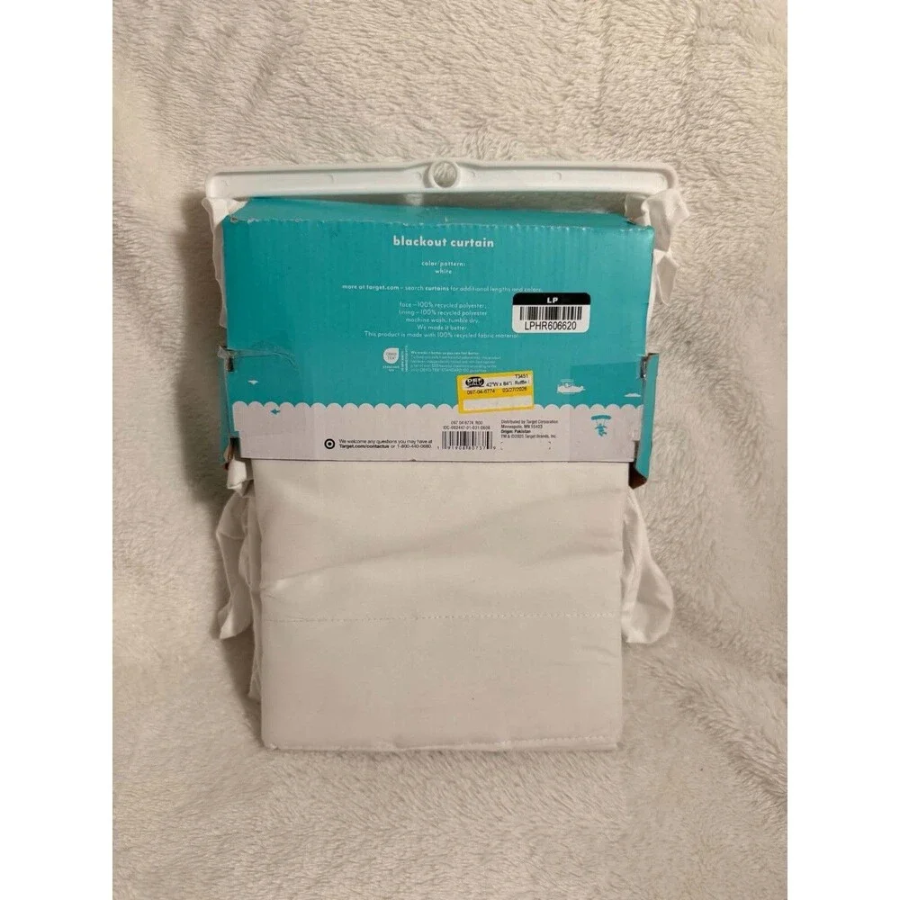 Pillowfort 42x84 Ruffle Kids Blackout Curtain Panel White New